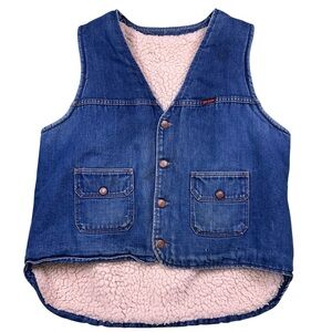 Vintage 70s big Ben Sherpa aligned denim vest USA size L